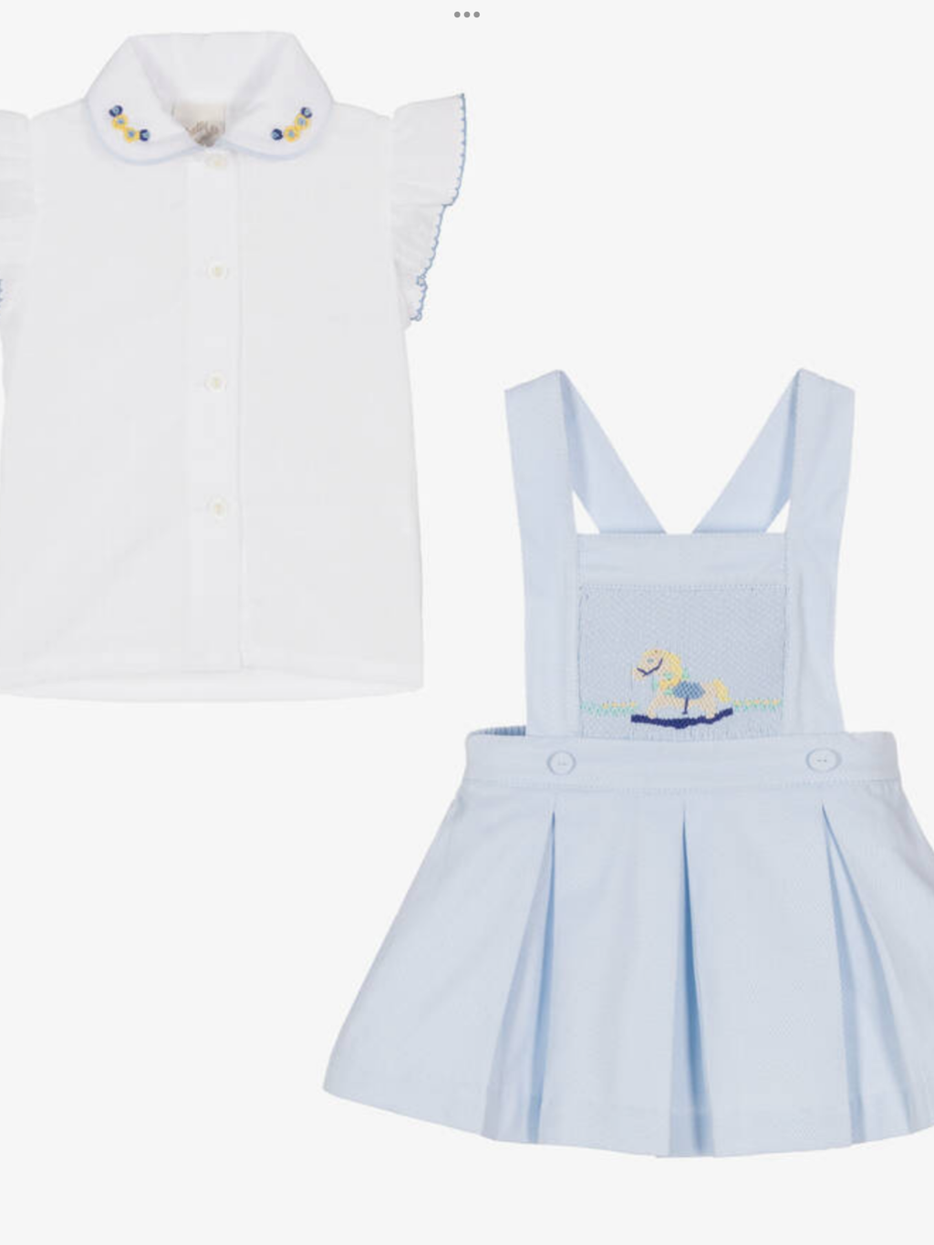 Pretty originals Girls White & Blue Smocked Skirt Set 0325208
