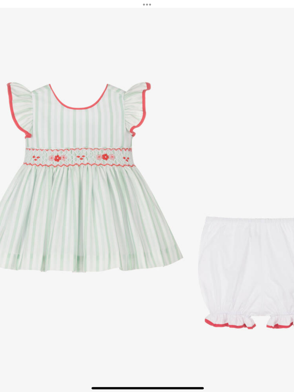 Pretty originals Girls Green & White Striped Dress Set 0325209