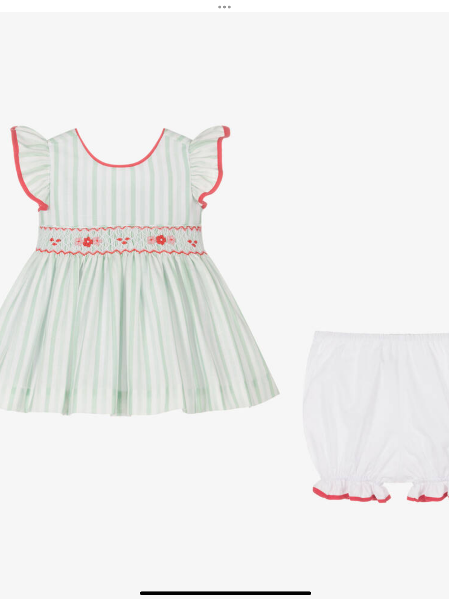 Pretty originals Girls Green & White Striped Dress Set 0325209