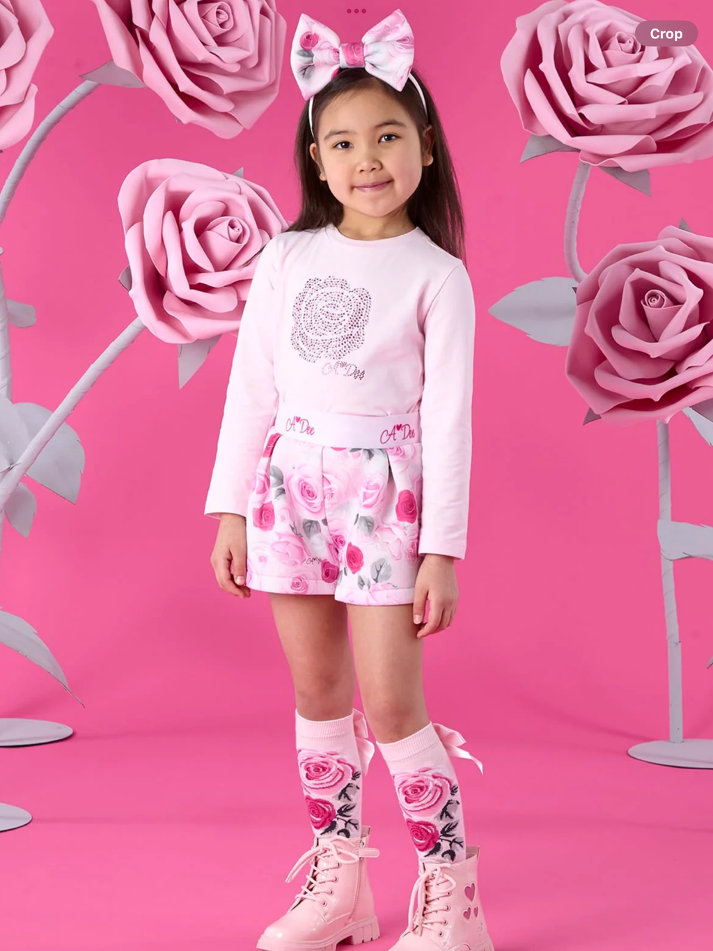 Pre order A Dee Winter Bloom Amaya Rose Print Shorts Set - Pale Pink 0726787
