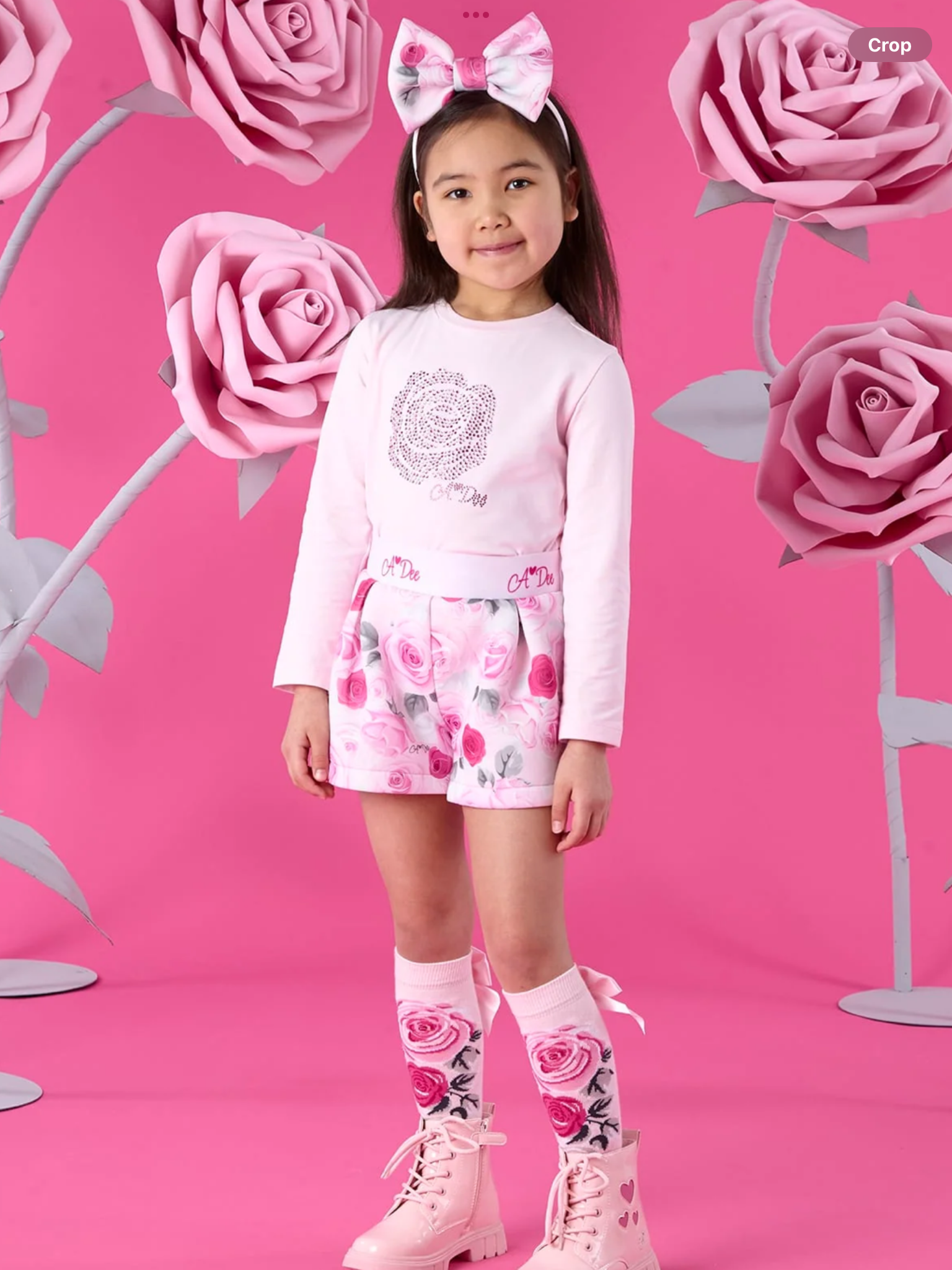 Pre order A Dee Winter Bloom Amaya Rose Print Shorts Set - Pale Pink 0726787