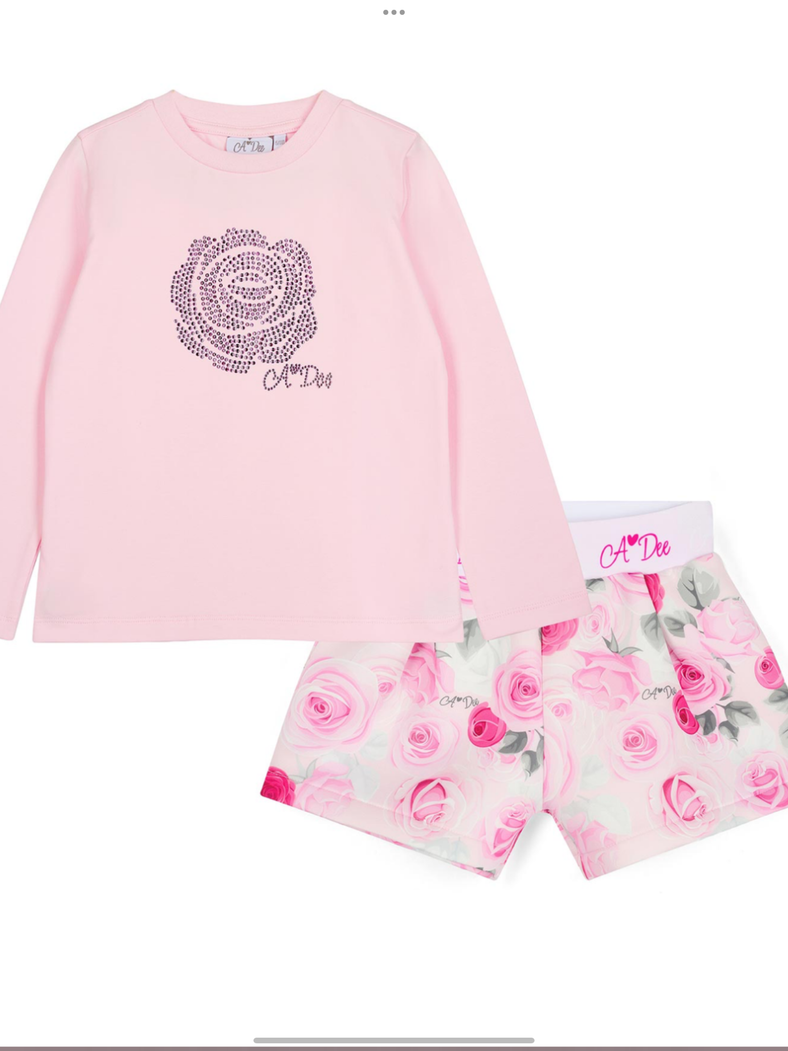 Pre order A Dee Winter Bloom Amaya Rose Print Shorts Set - Pale Pink 0726787