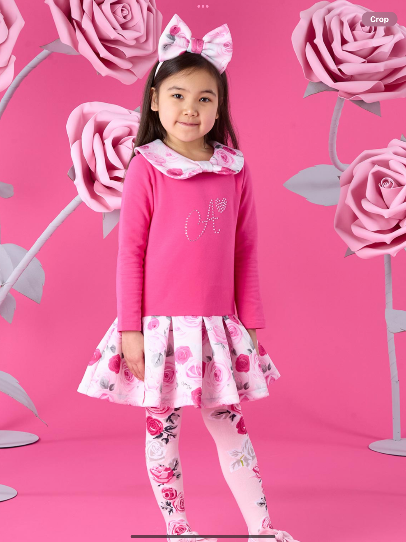PRE ORDER A Dee Winter Bloom Aspen Rose Print Drop Waist Dress - Fuchsia 0726788