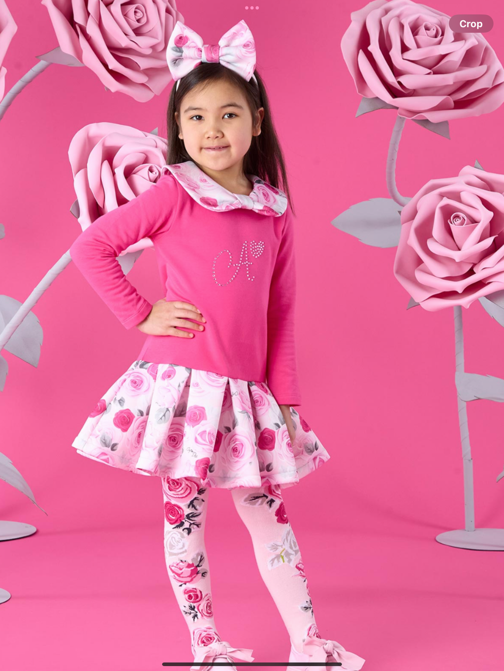 PRE ORDER A Dee Winter Bloom Aspen Rose Print Drop Waist Dress - Fuchsia 0726788