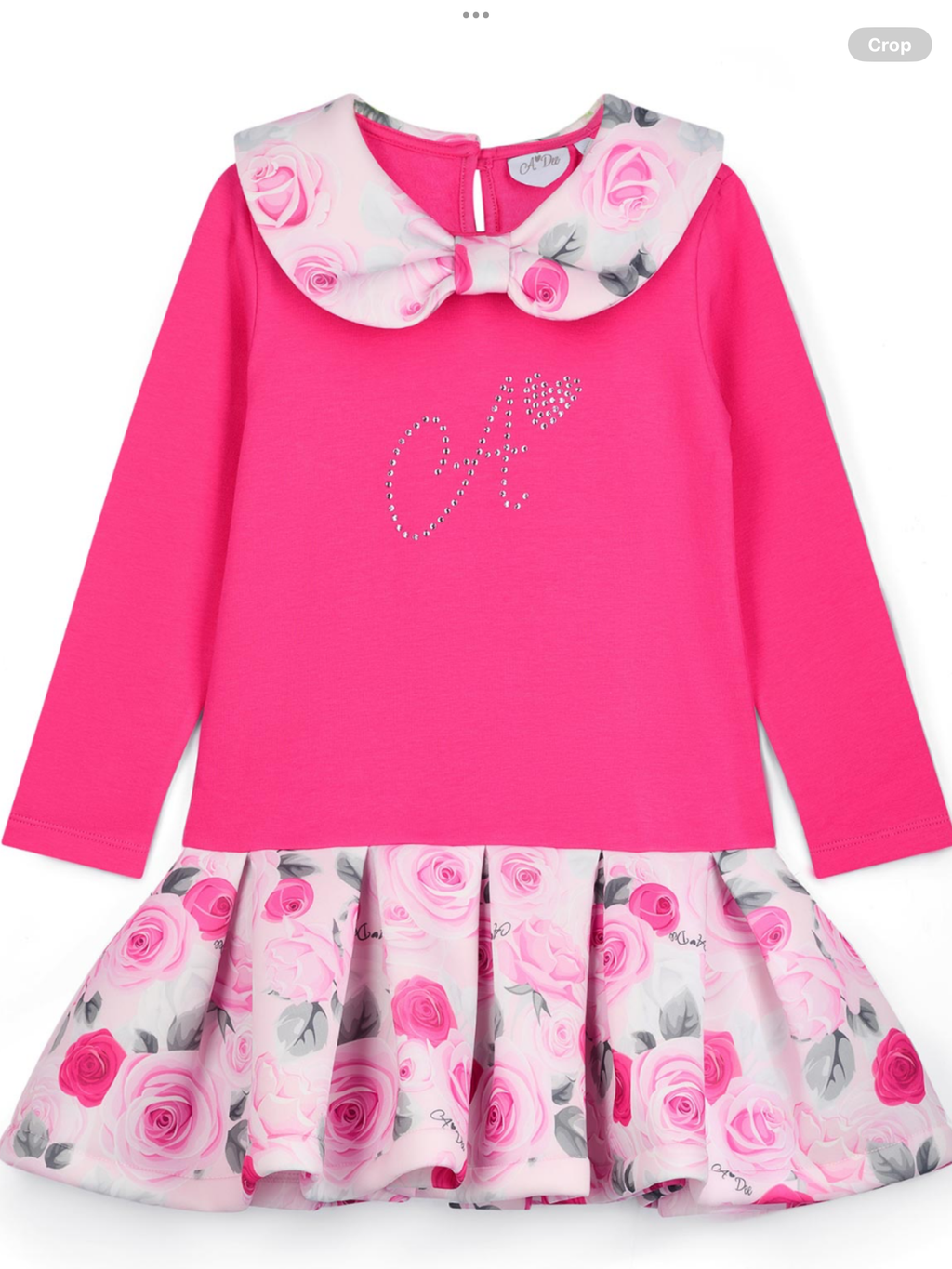 PRE ORDER A Dee Winter Bloom Aspen Rose Print Drop Waist Dress - Fuchsia 0726788