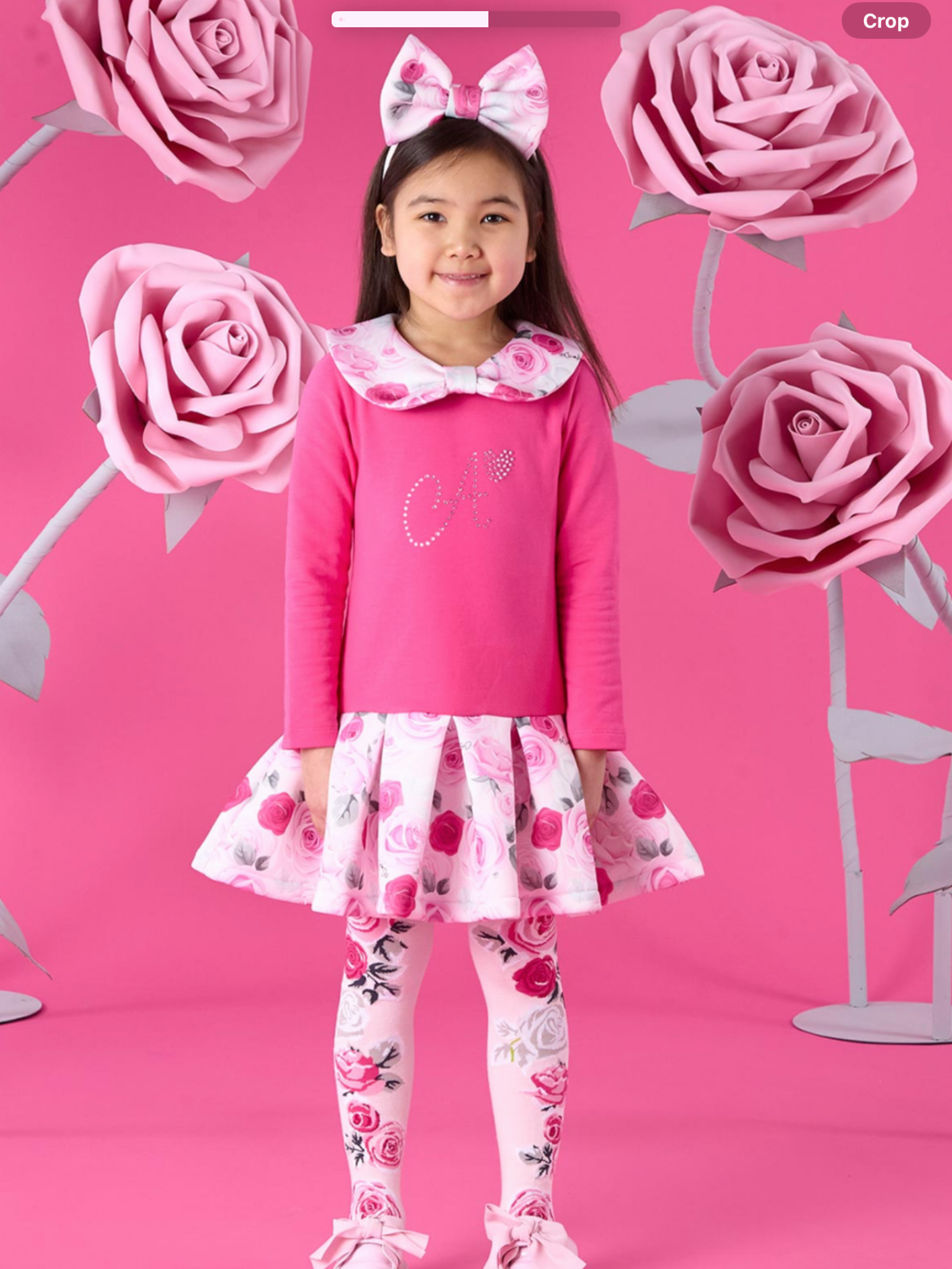 PRE ORDER A Dee Winter Bloom Aspen Rose Print Drop Waist Dress - Fuchsia 0726788