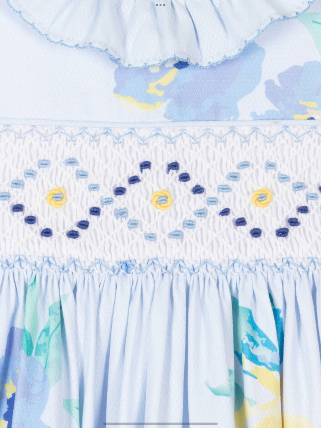 Pretty originals Girls Blue Cotton Floral Smocked Dress 0325212