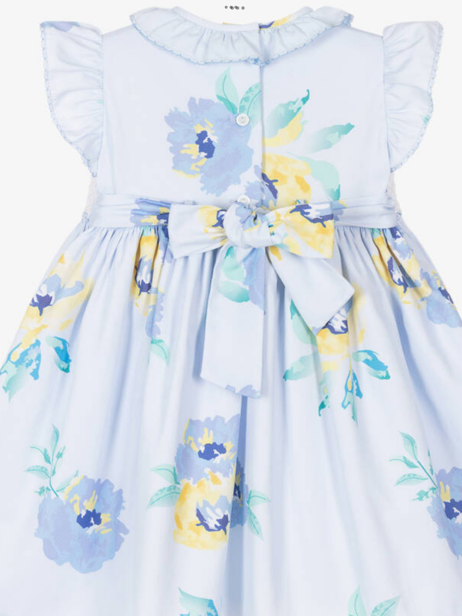 Pretty originals Girls Blue Cotton Floral Smocked Dress 0325212