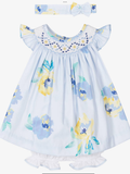Pretty originals Girls Blue Cotton Floral Dress Set 0325213