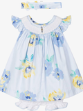 Pretty originals Girls Blue Cotton Floral Dress Set 0325213