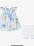 Pretty originals Girls Blue Cotton Floral Dress Set 0325213