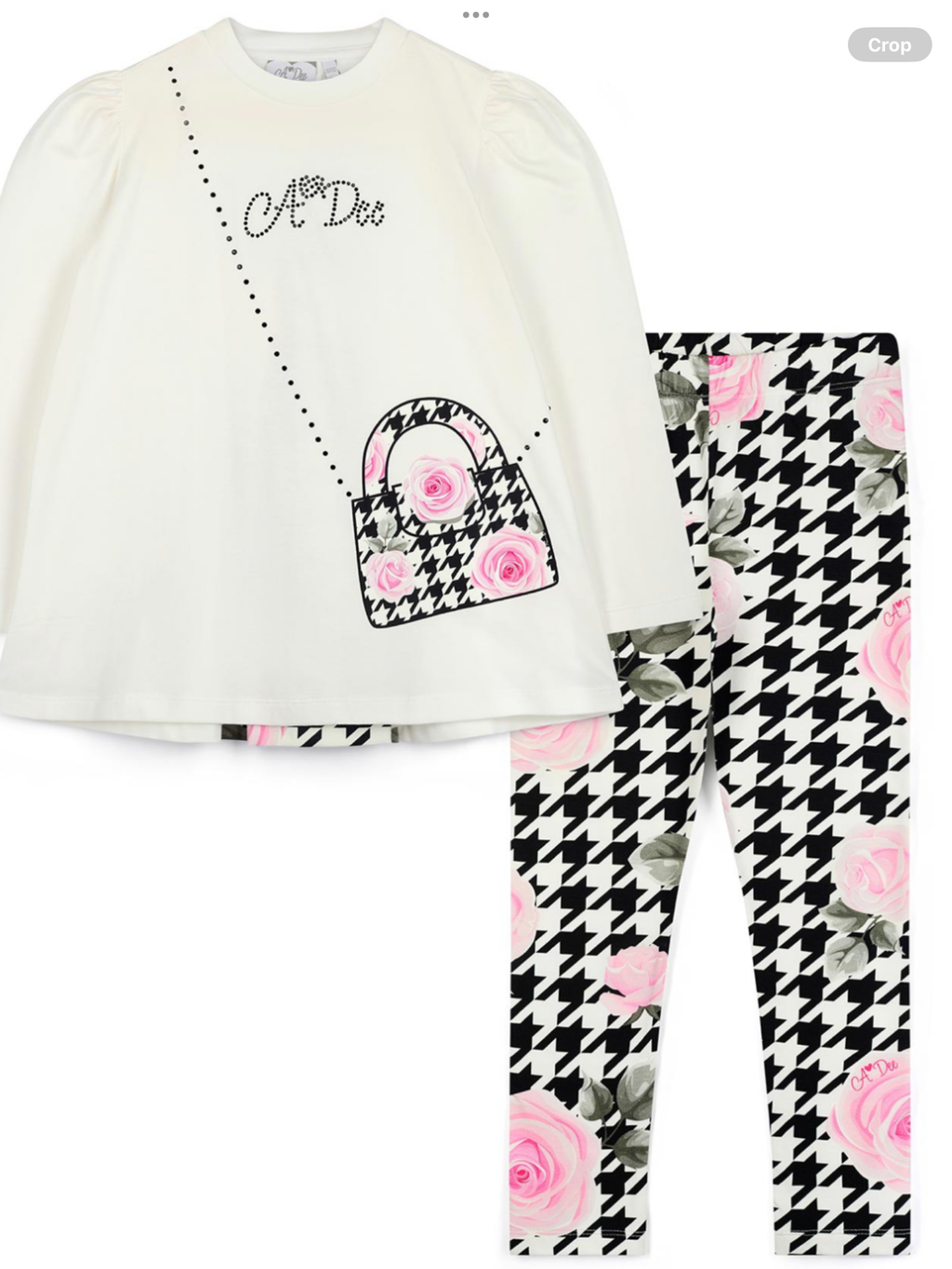 Pre order Dee Winter Bloom Arabella Houndstooth Print Legging Set - Snow White 0726797