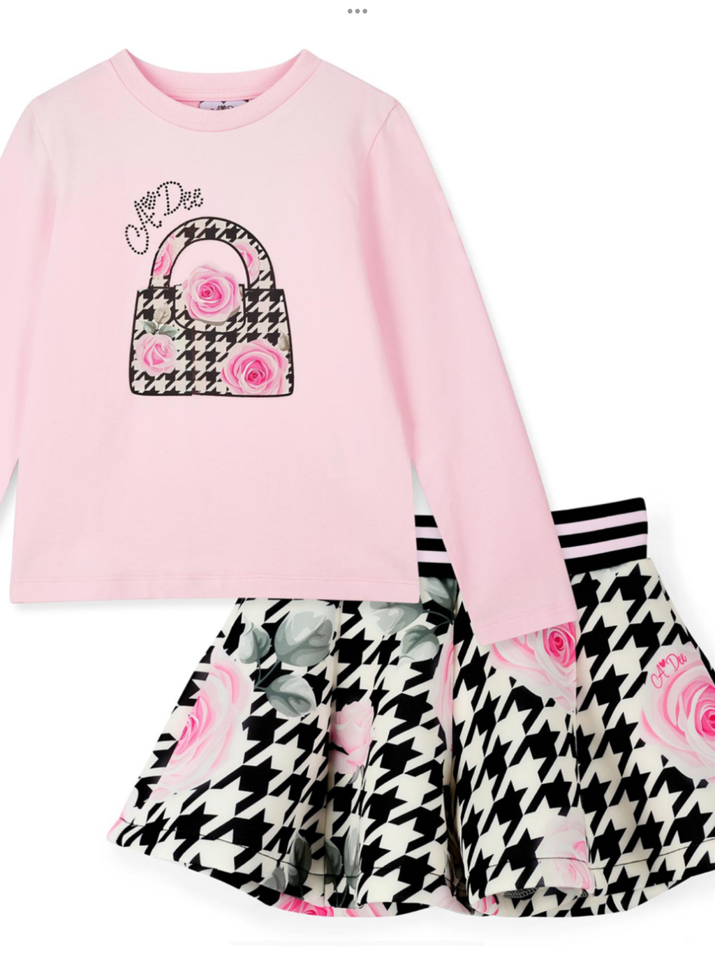 PRE ORDER A Dee Winter Bloom Amy Houndstooth Print Short Set - Pale Pink 0726798