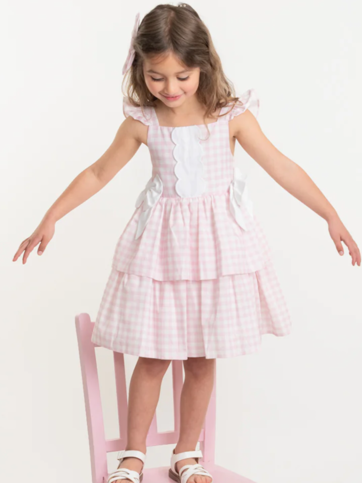 Country Kitchen Pink Gingham Bow Dress 0325219