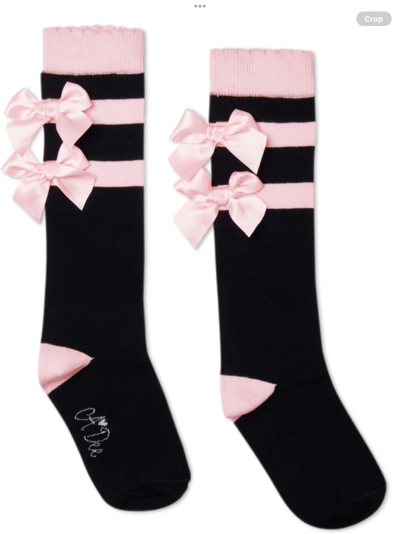 PRE ORDER ADee Girls ASTRID Black Stripe Bow Knee High Socks 0726801