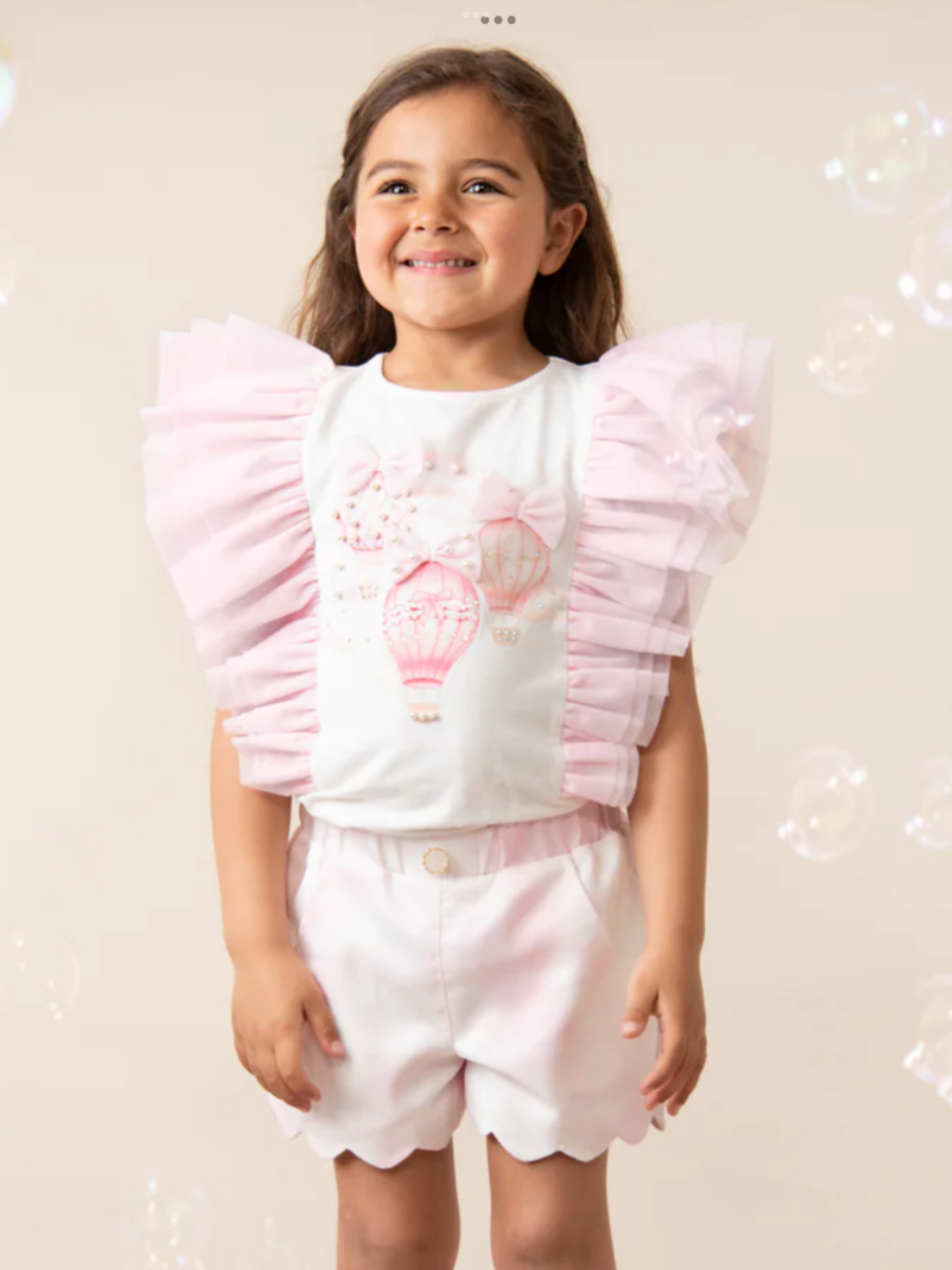Fly Away Pink Scalloped Shorts Set with Ruffled Sleeves 0325221