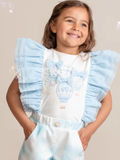 Fly Away Sky Blue Scalloped Shorts Set with Ruffled Sleeves 0325222