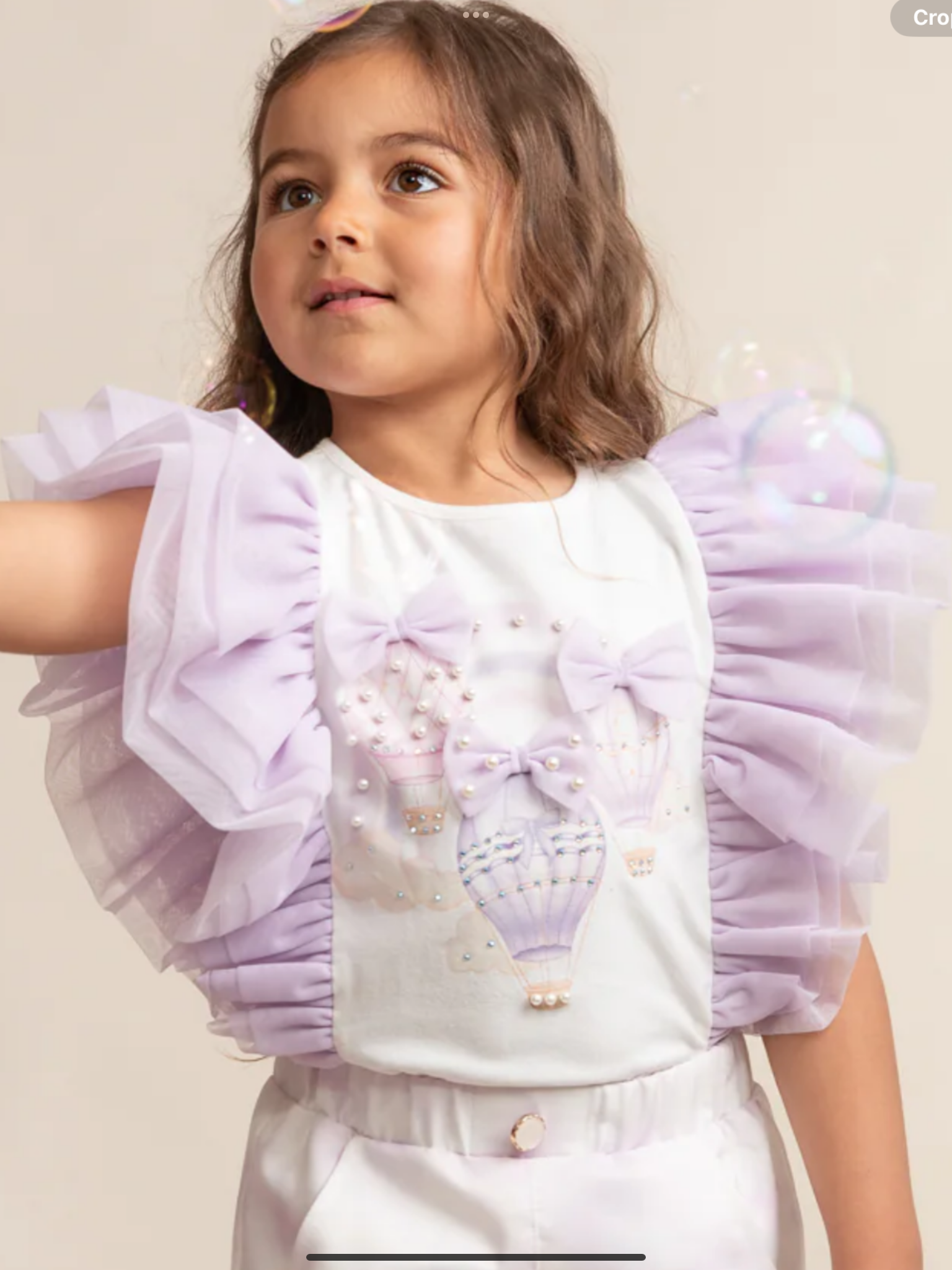 Caramelo kids Fly Away Lilac Scalloped Shorts Set with Ruffled Sleeves 0325223