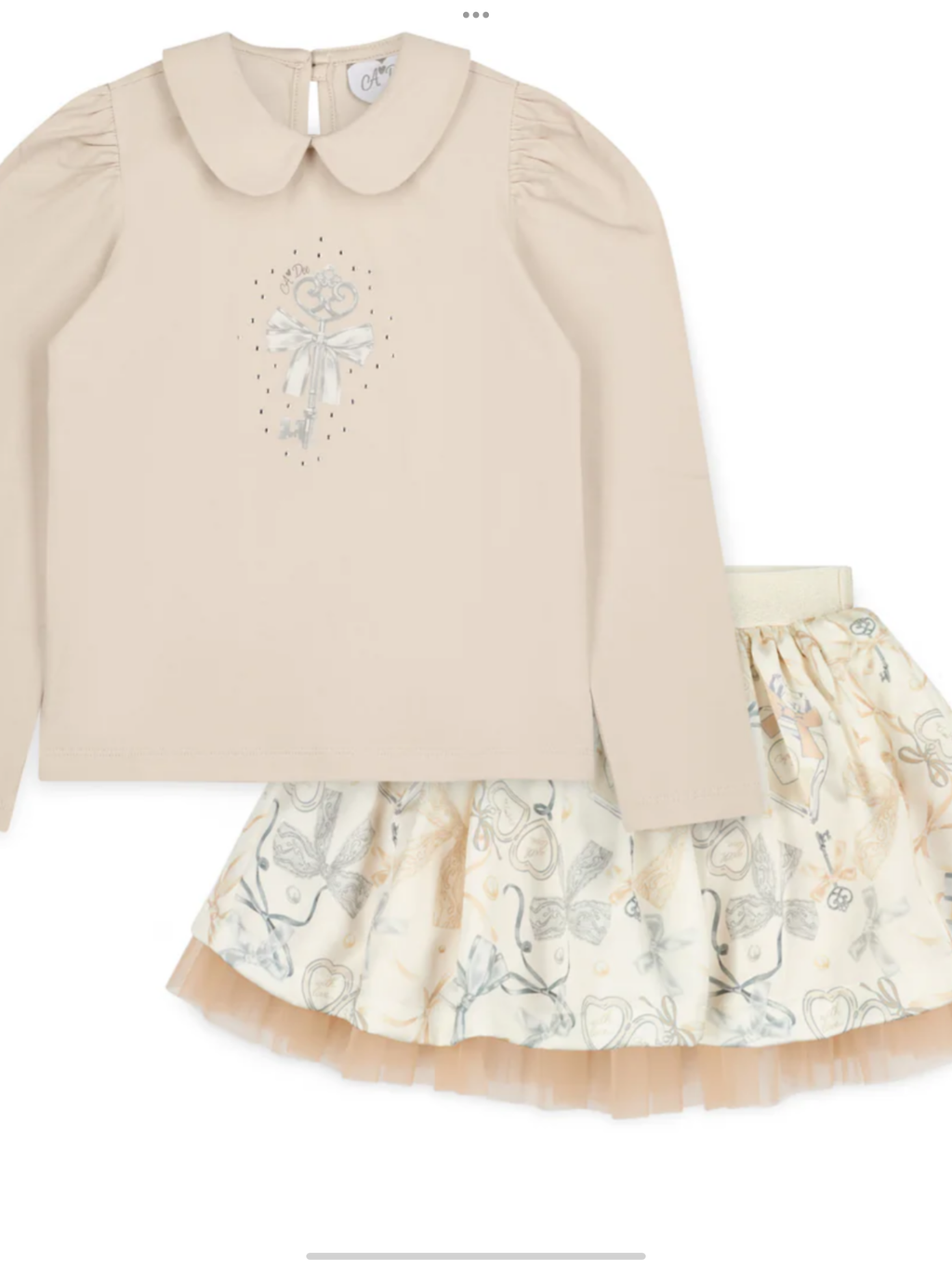 PRE ORDER ADee Eau De A Dee Brie Bow Print Skirt Set - Stone Beige 0726806