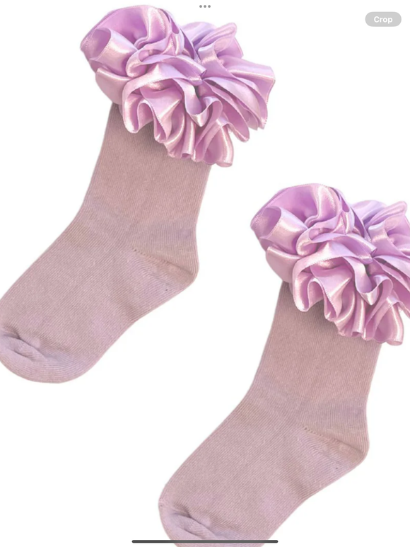 Lilac Satin Ruffle Ankle Socks   0325226