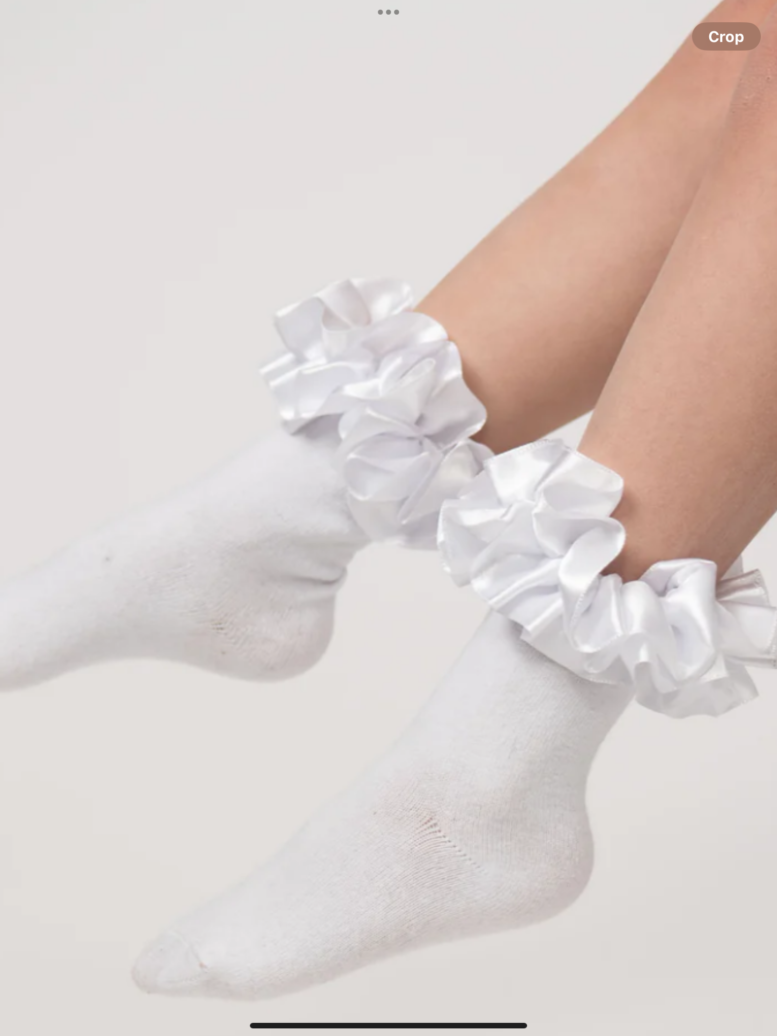 White Satin Ruffle Ankle Socks   0325229