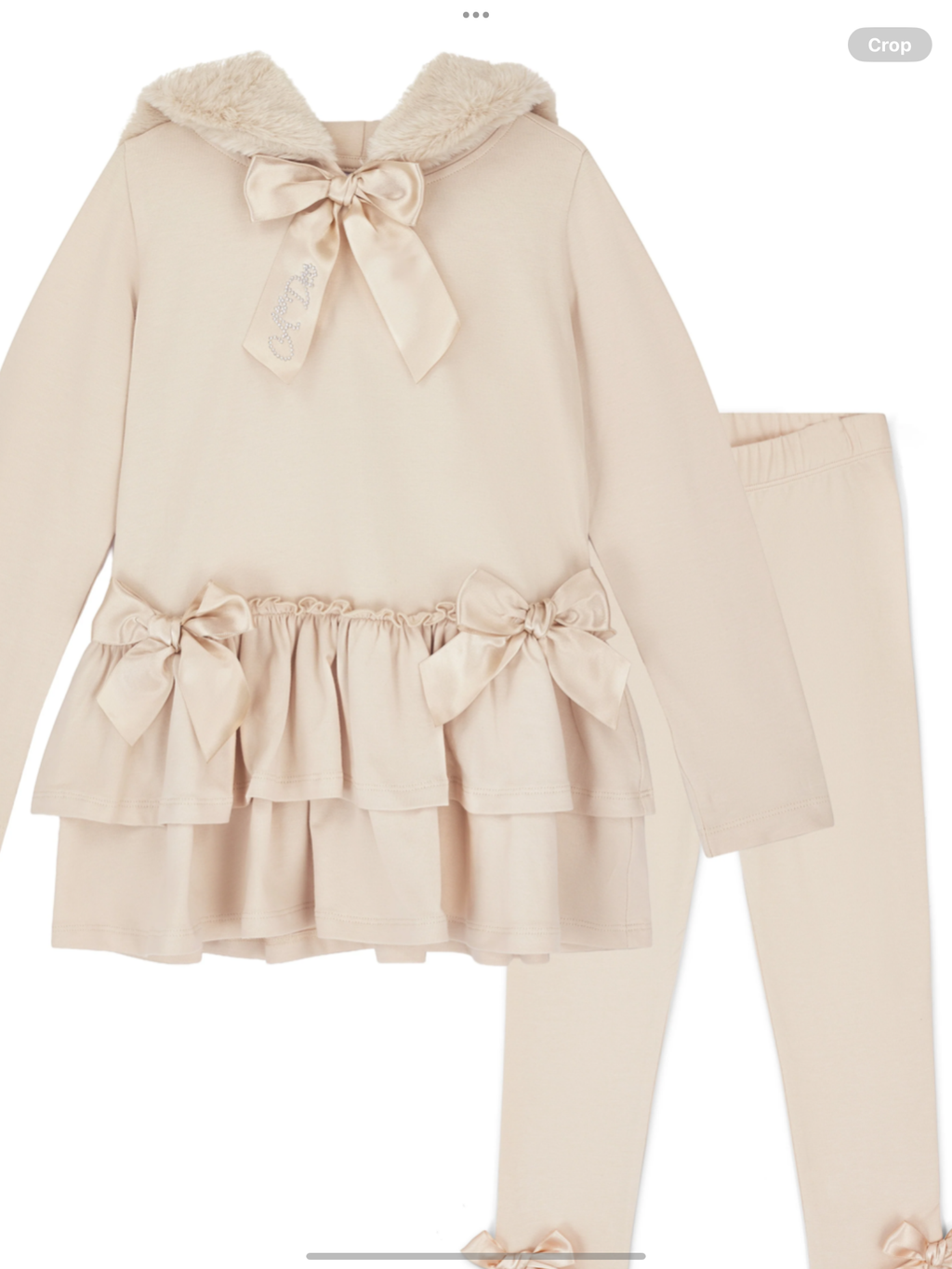PRE ORDER  ADEE Girls Alina Stone Beige Fur Hood Legging Set  0726809