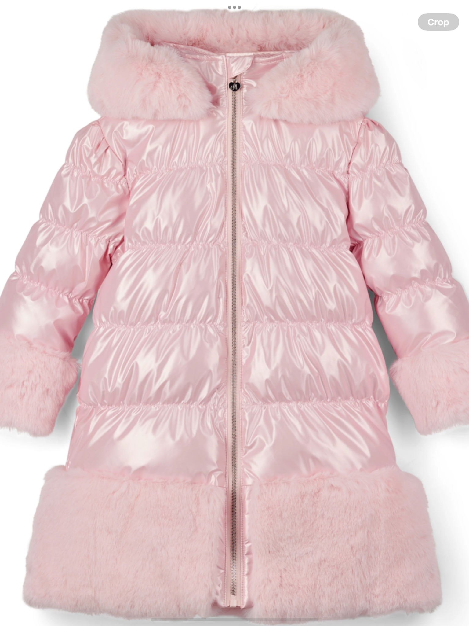 PREORDER A'Dee Girls Pale Pink Fur Trim Coat    0726812