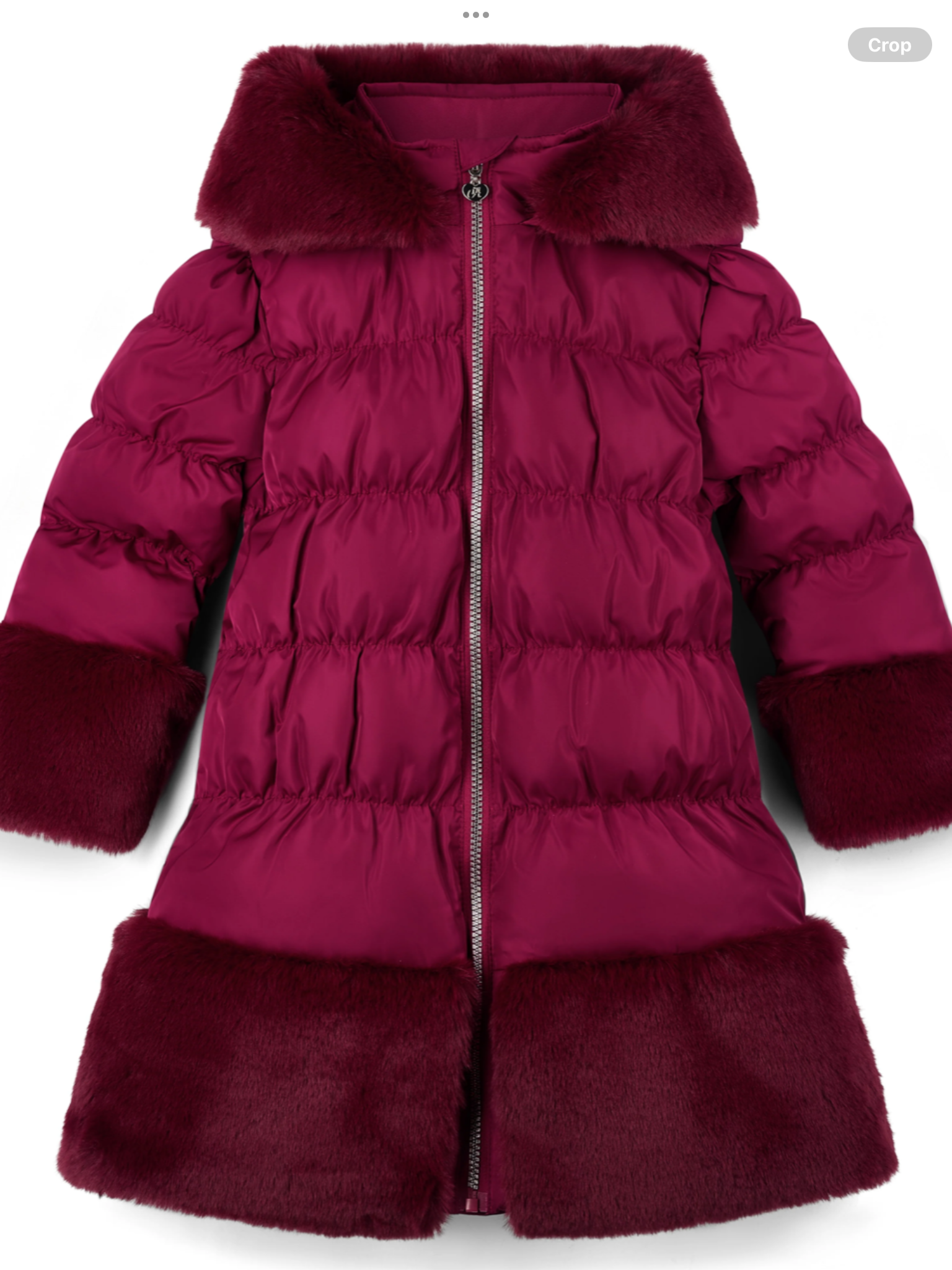 PREORDER A'Dee Girls Deep Cherry Fur Trim Coat 0726813