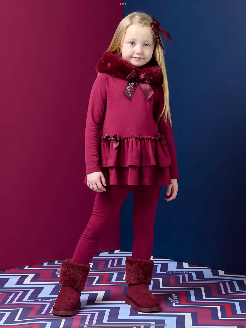 PRE ORDER A Dee Girls Cherry Fur Hood 'Alina' Leggings Set 0726816
