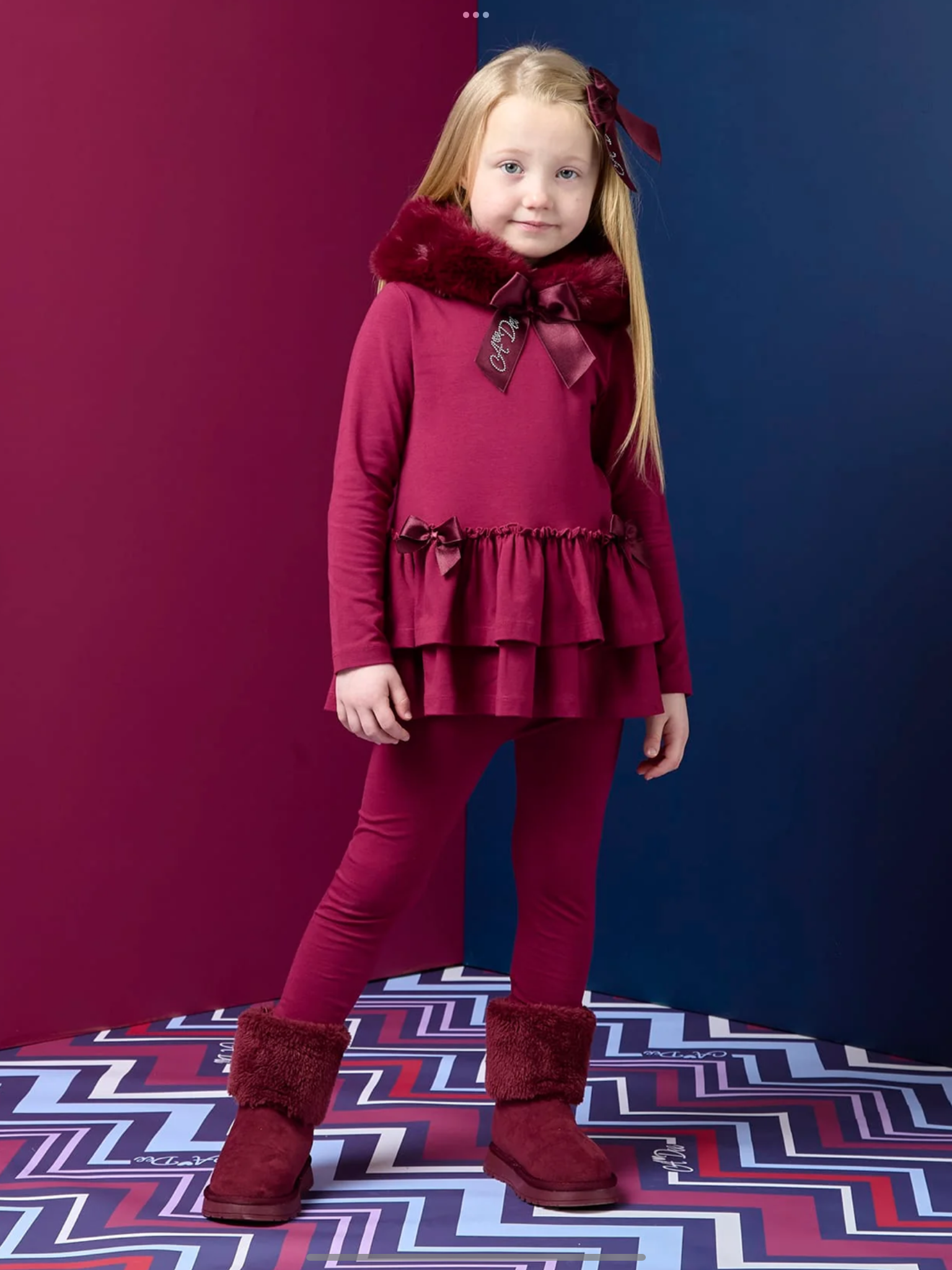 PRE ORDER A Dee Girls Cherry Fur Hood 'Alina' Leggings Set 0726816