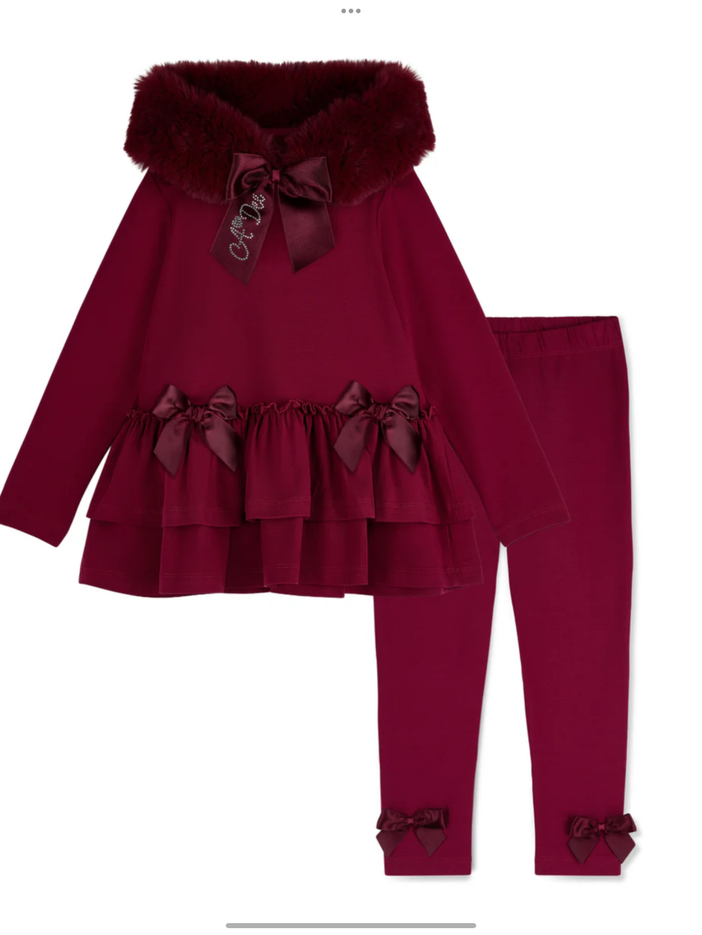PRE ORDER A Dee Girls Cherry Fur Hood 'Alina' Leggings Set 0726816