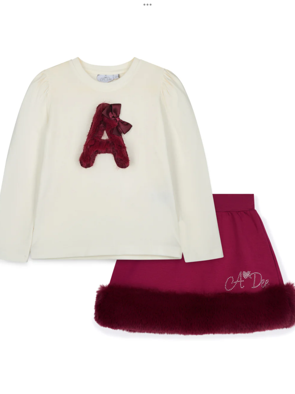 PRE ORDER A Dee Girls Cherry Fur 'Andrea' Skirt Set. 0726817