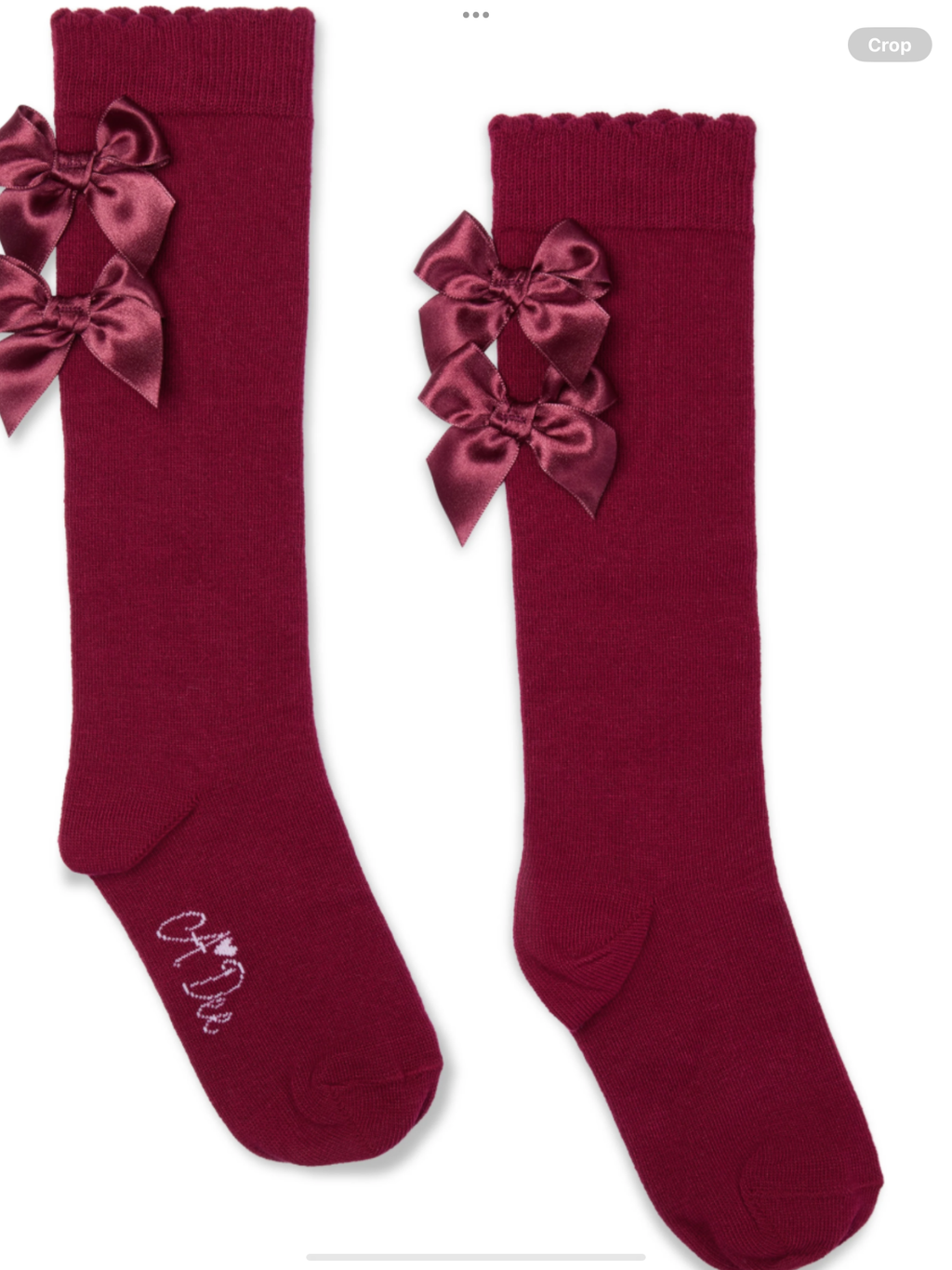 PREORDER A'Dee Girls Deep Cherry Bow Knee High Socks 0726819