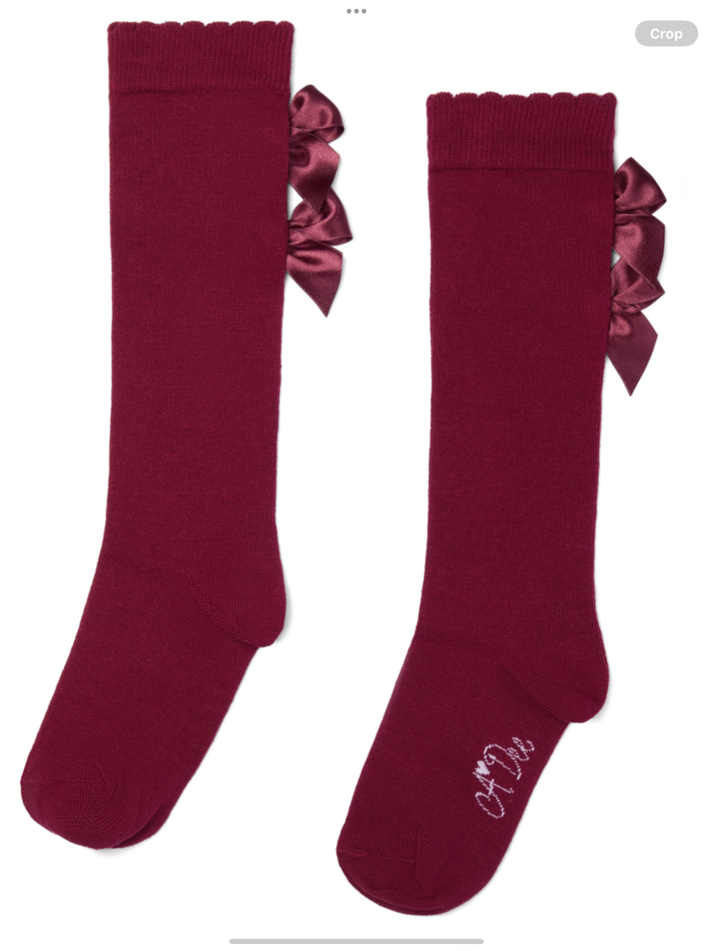 PREORDER A'Dee Girls Deep Cherry Bow Knee High Socks 0726819
