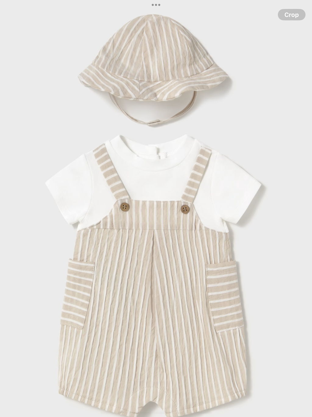 Newborn boy striped faux dungarees romper with striped hat 0425242