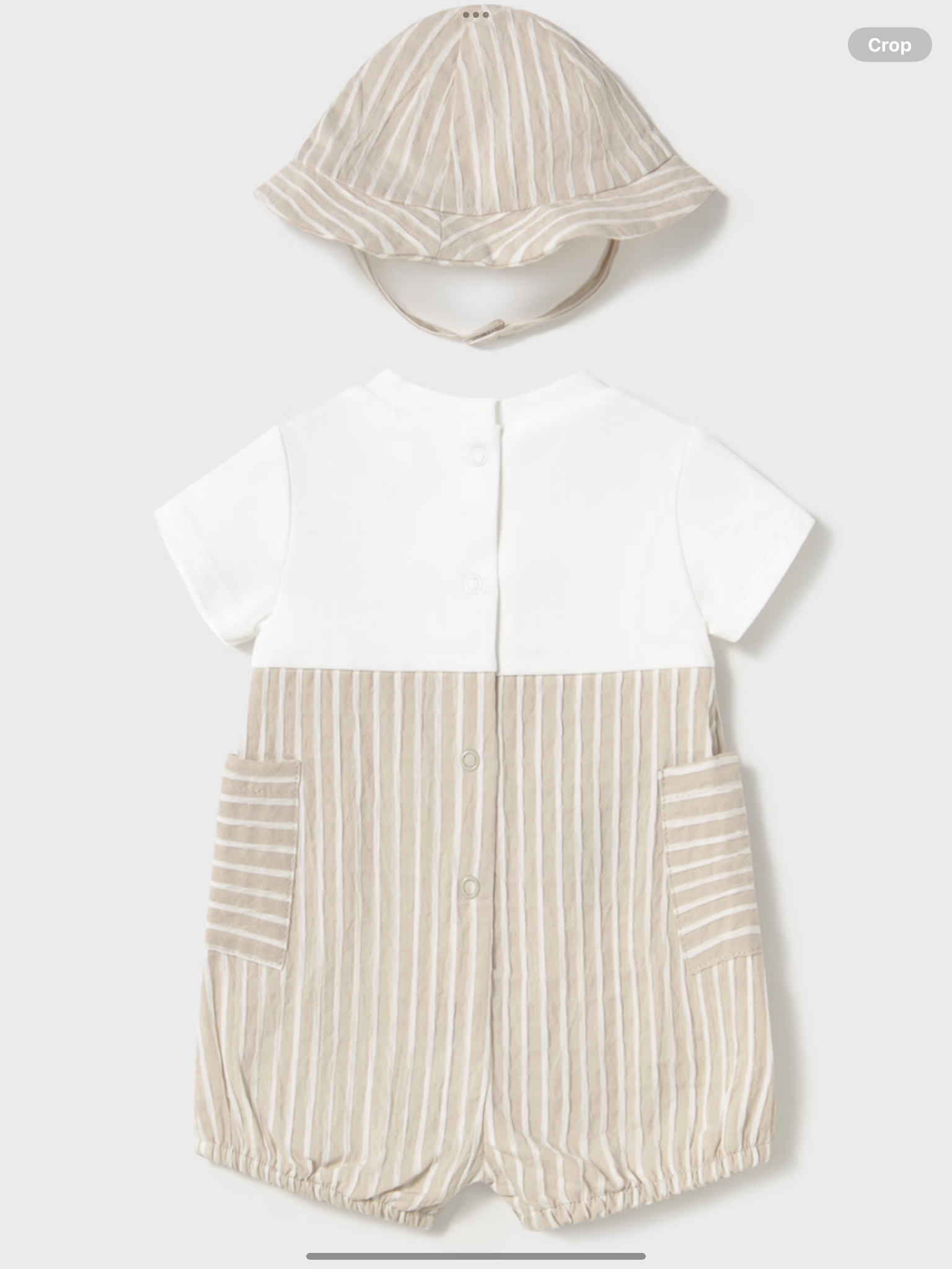 Newborn boy striped faux dungarees romper with striped hat 0425242