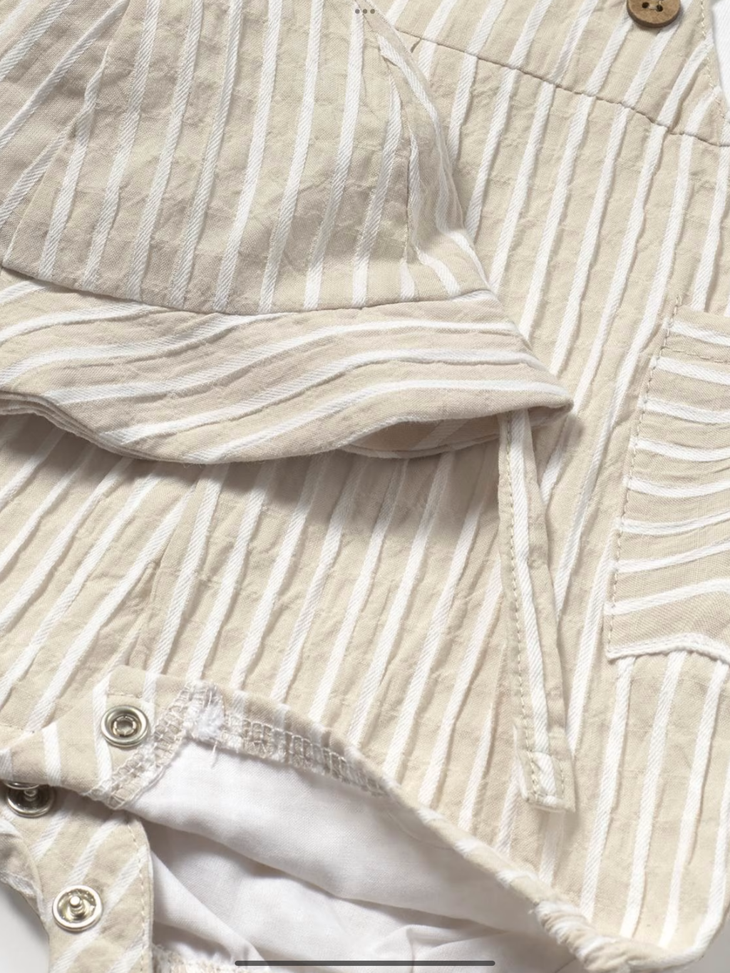 Newborn boy striped faux dungarees romper with striped hat 0425242