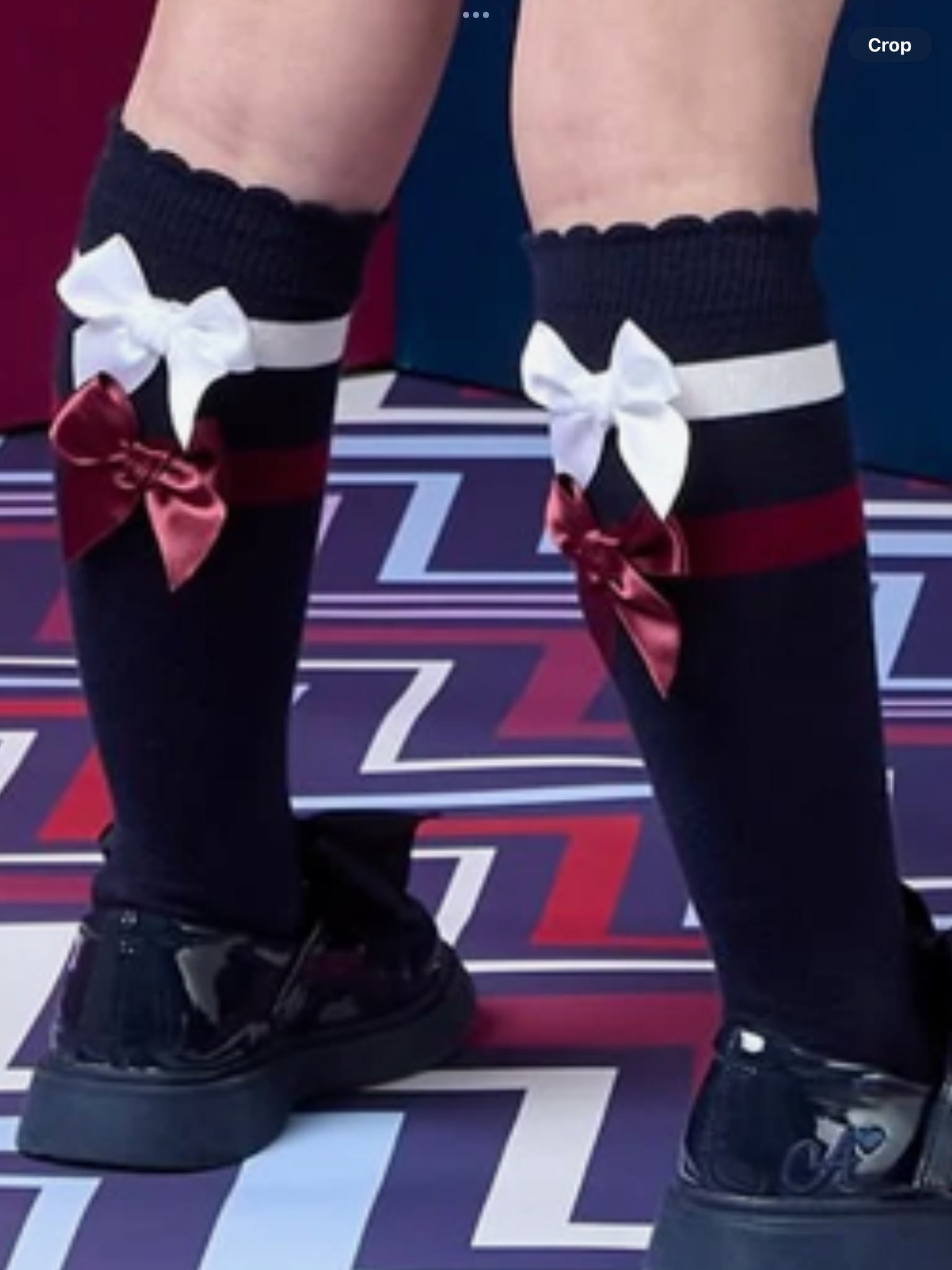 PRE ORDER A DEE Chevron Charm Astrid Stripe & Bow Knee High Socks - Dark Navy 0726829