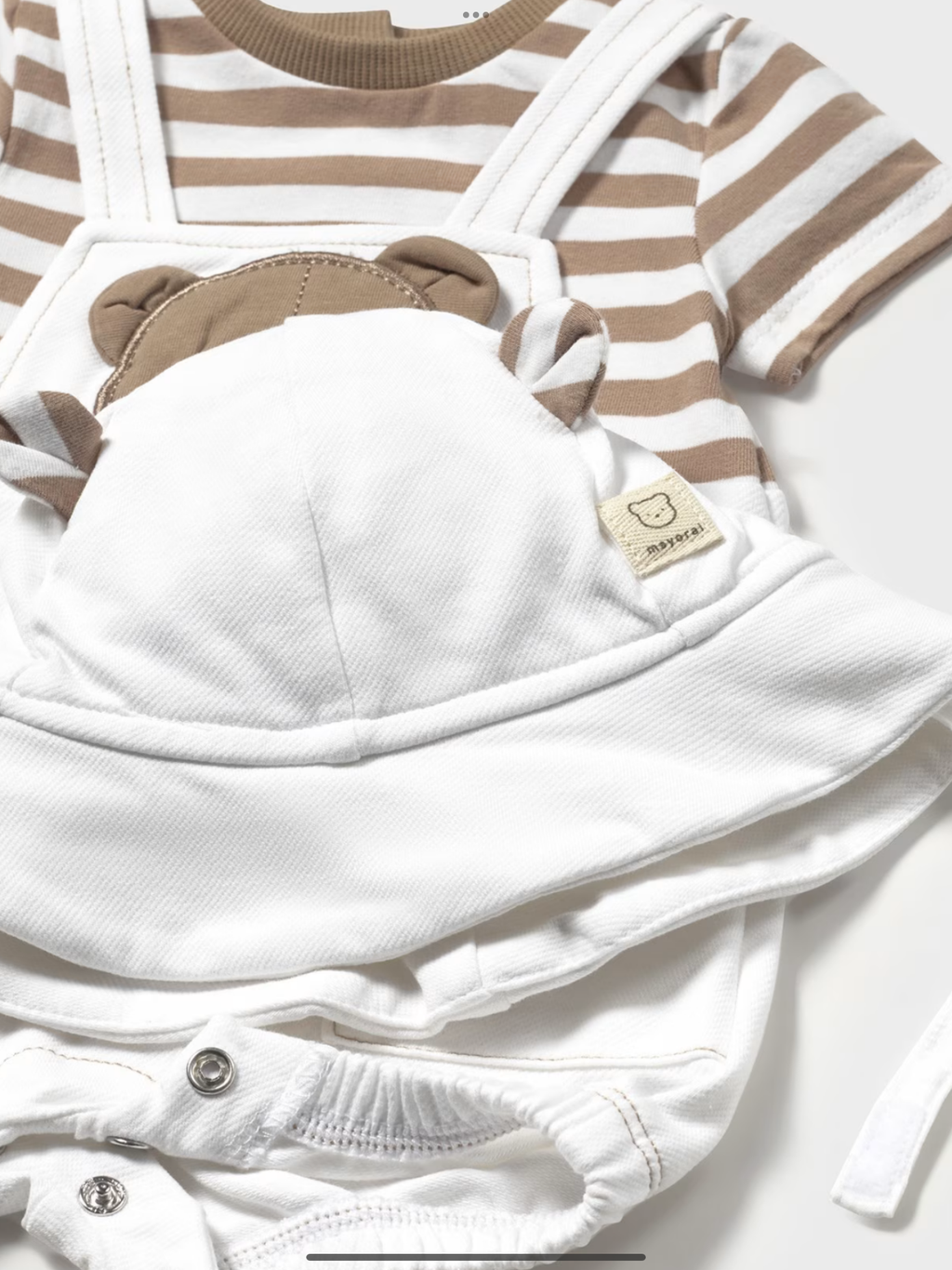 Newborn boy faux teddy dungarees romper with hat 0425245