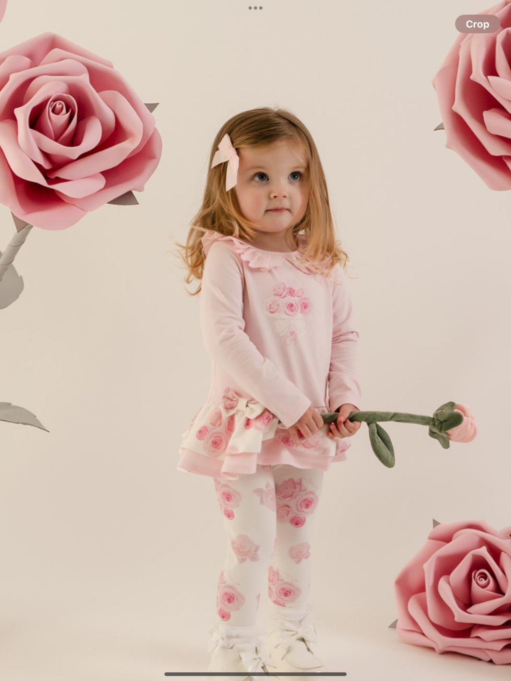 PRE ORDER Little A Girls Little Bloom Collection Daisy Rose Print Legging Set - Pale Pink 0726835