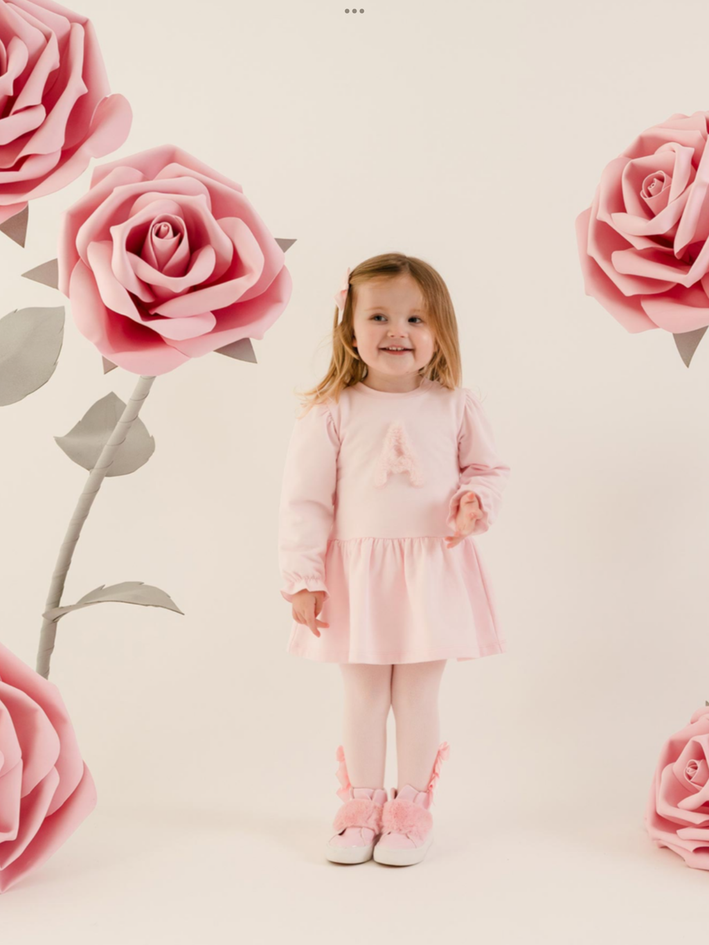 PRE ORDER PRE ORDER Little A Girls Little Bloom Collection Dream Fur Initial Dress - Pale Pink 0726836