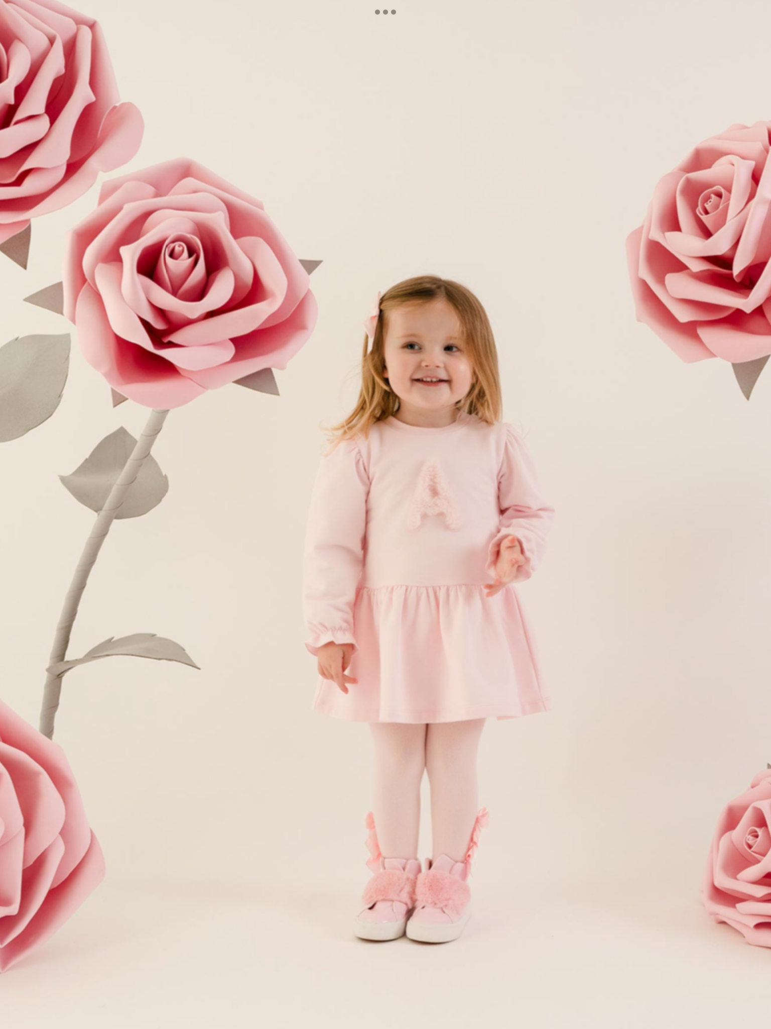 PRE ORDER PRE ORDER Little A Girls Little Bloom Collection Dream Fur Initial Dress - Pale Pink 0726836