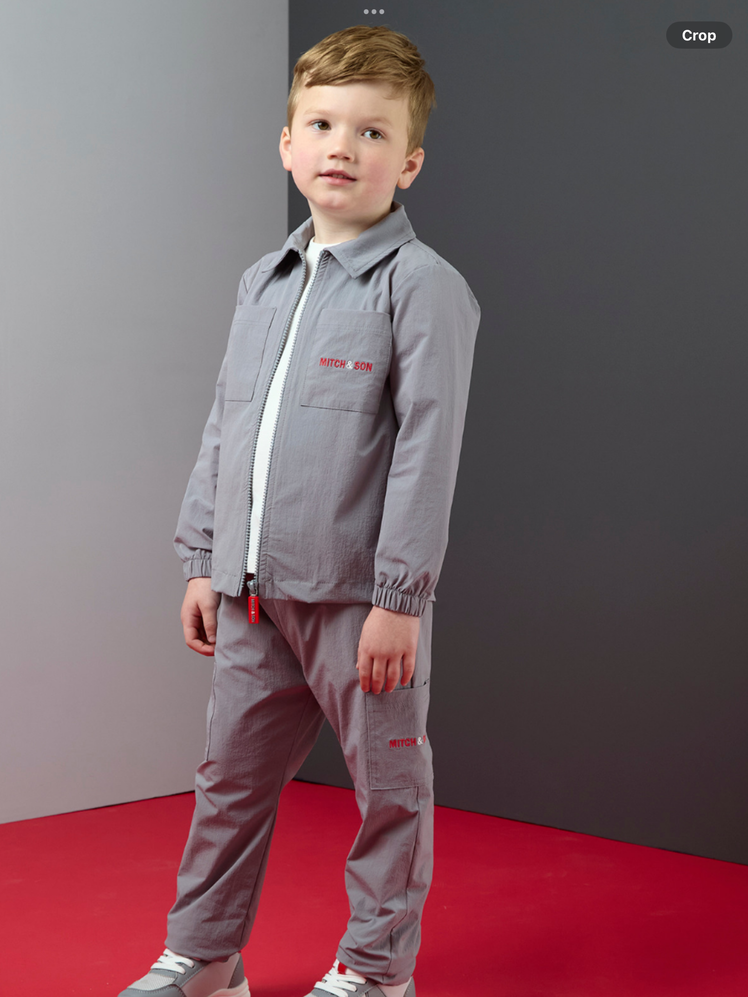 Mitch & Son Boys Grey Silver Nylon Cargos And shacket 0826787