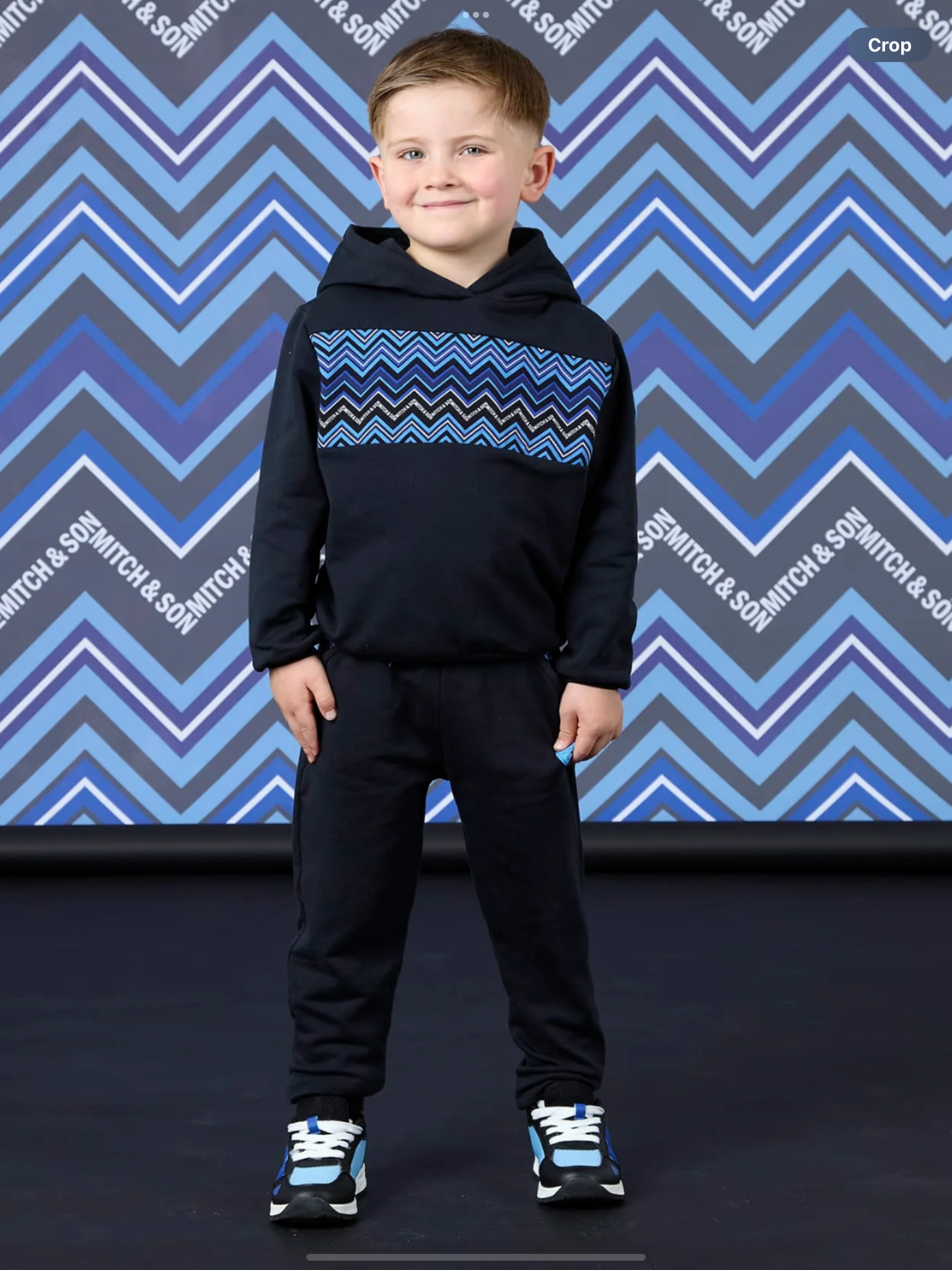 Mitch & Son Winter Chevron Watson Zig Zag Hoodie Tracksuit - Black 0826789