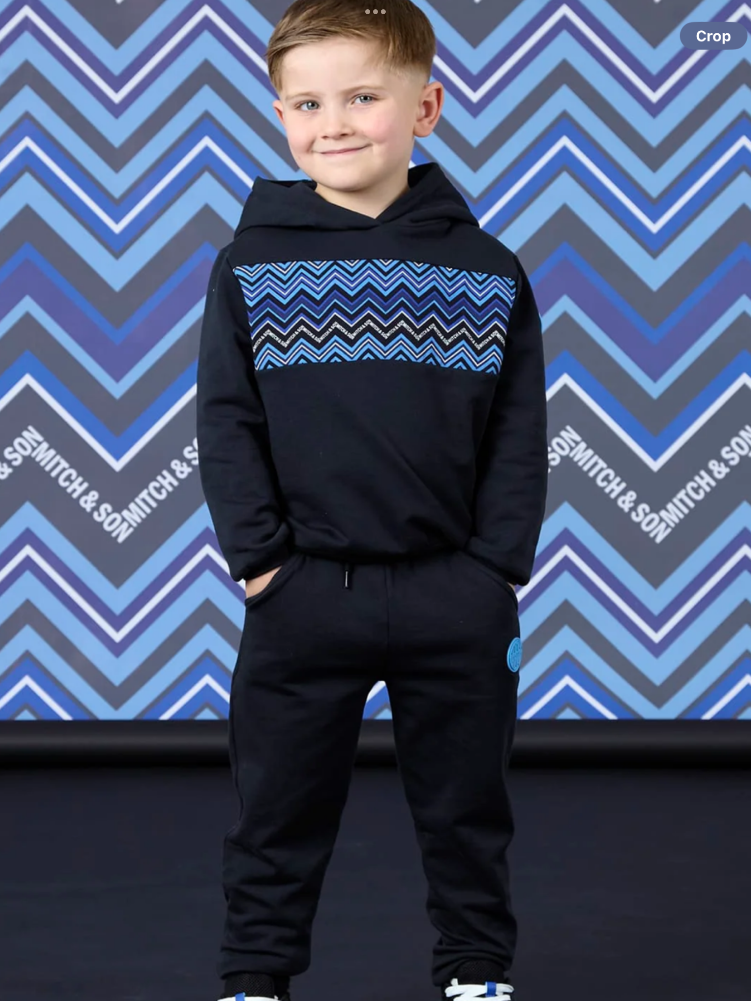 Mitch & Son Winter Chevron Watson Zig Zag Hoodie Tracksuit - Black 0826789