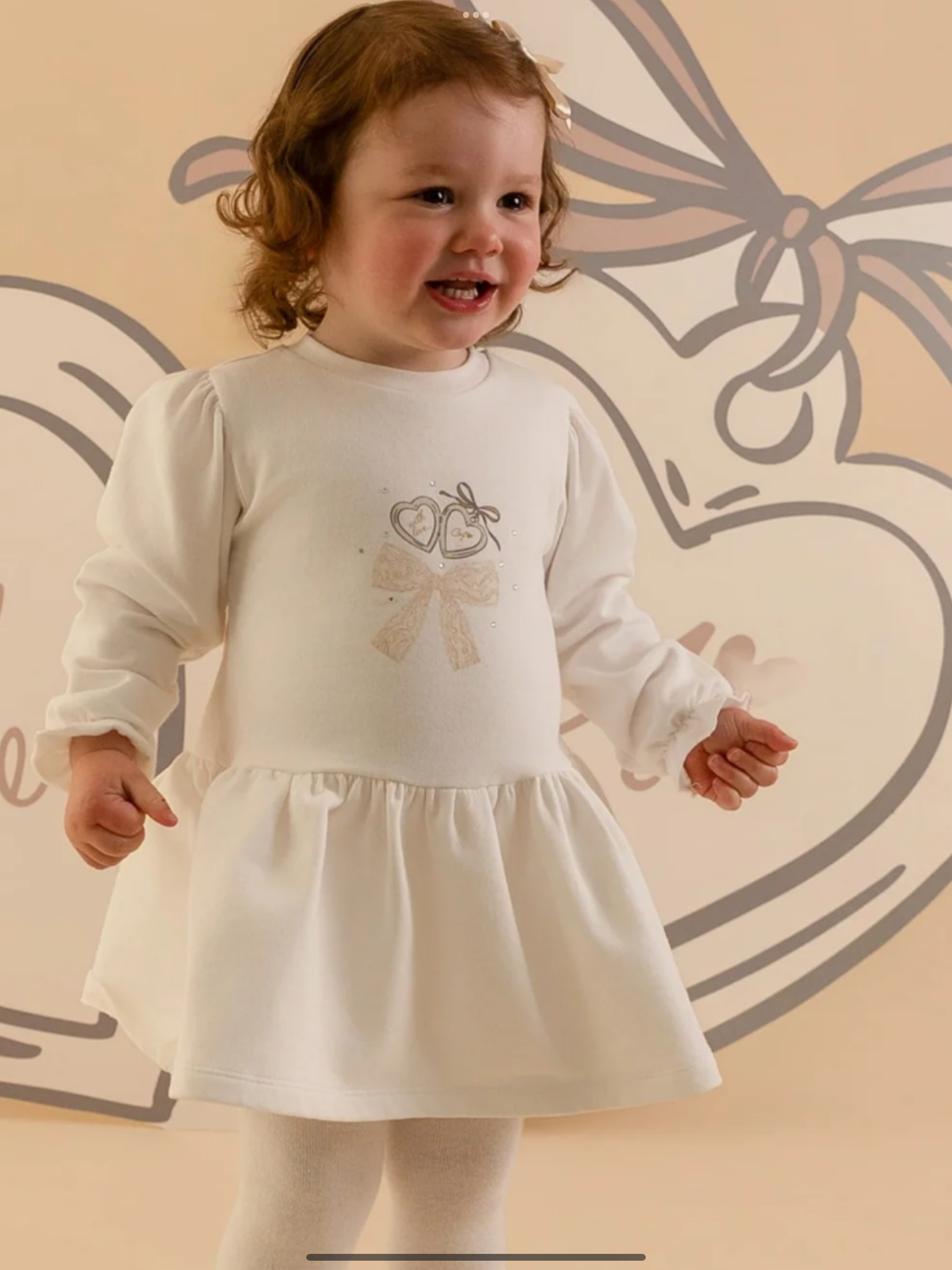 Little A Girls Little Locket Collection Delilah Sweat Dress - Snow White  0826794
