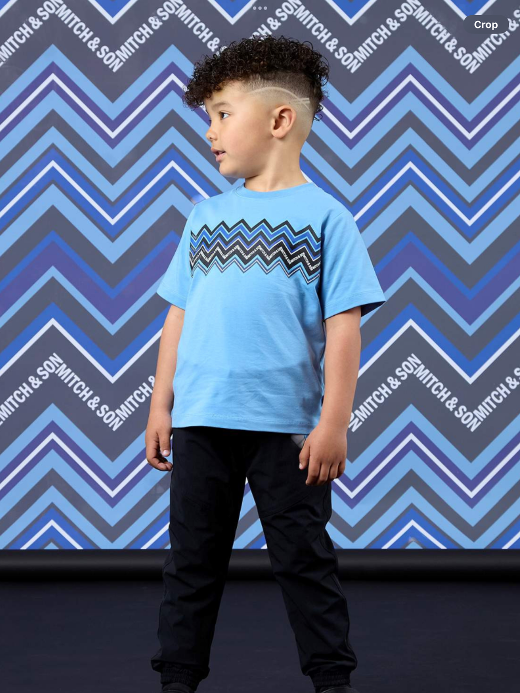 Mitch & Son Boys Cornflower Blue ZigZag Print T-Shirt - Wallace (MS26611)   0826797
