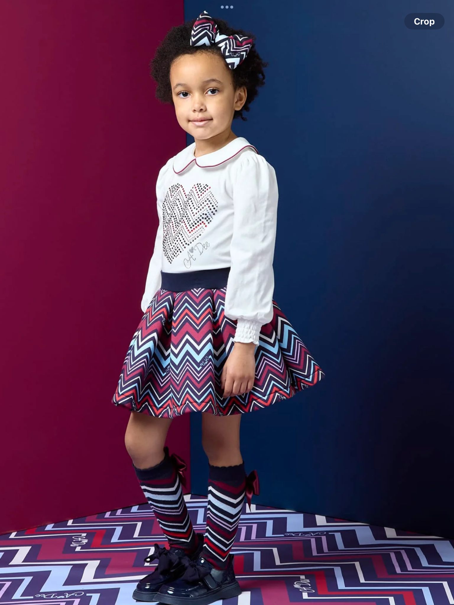 A DEE Chevron Charm Chloe Chevron Print Skirt Set - Snow White    0826801