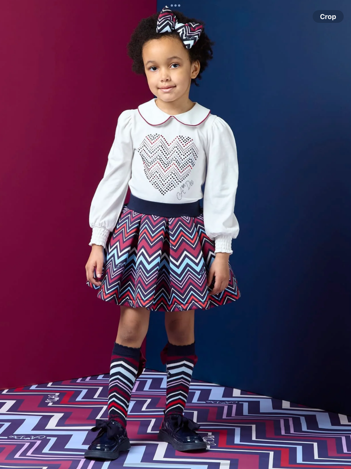 A DEE Chevron Charm Chloe Chevron Print Skirt Set - Snow White    0826801