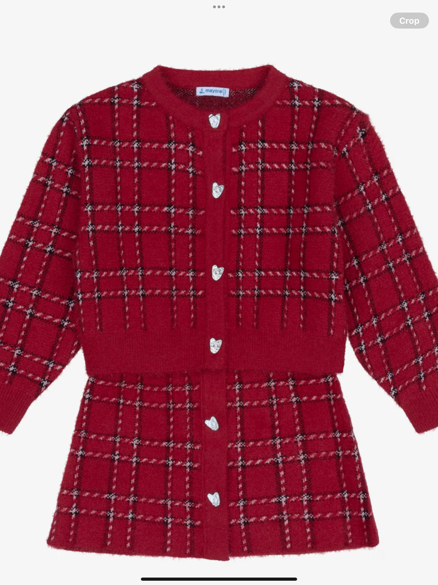 Mayoral Girls Red Check Fluffy Knit Skirt Set 0826802